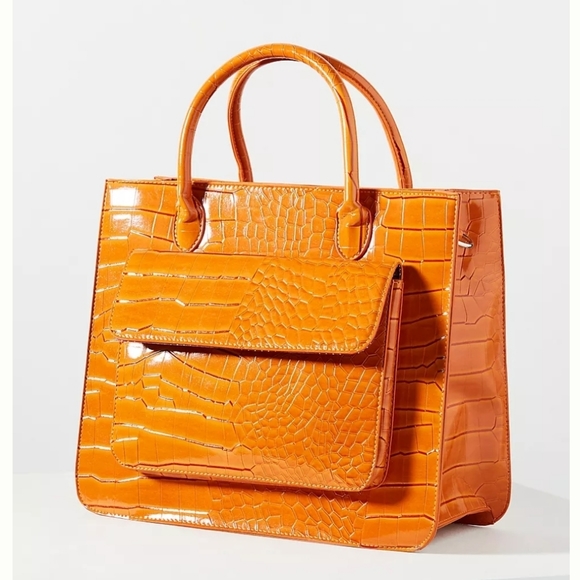 Hvisk Juna Embossed Tote Bag - Cayman Orange